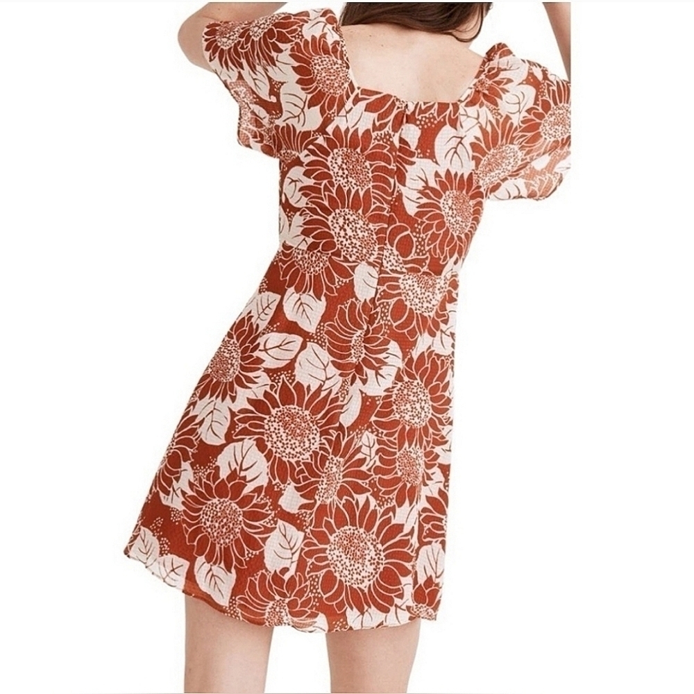 MADEWELL SIZE 2 MINI DRESS SILK TIE FRONT FALL SUNFLOWER‎ GUC - Picture 11 of 15